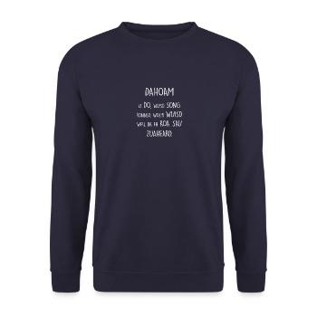 Dahoam Spruch - Unisex Pullover - Navy - Vorne - Alina (178cm) & Michal (187cm)