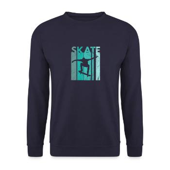 Skate Skating Skater Skateboard Longboard Gift - Unisex Sweatshirt - navy - Front - Alina (178cm) & Michal (187cm)