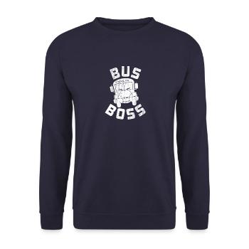 Awesome Bus Driver Driving Design Quote Bus Boss - Unisex Pullover - Navy - Vorne - Alina (178cm) & Michal (187cm)