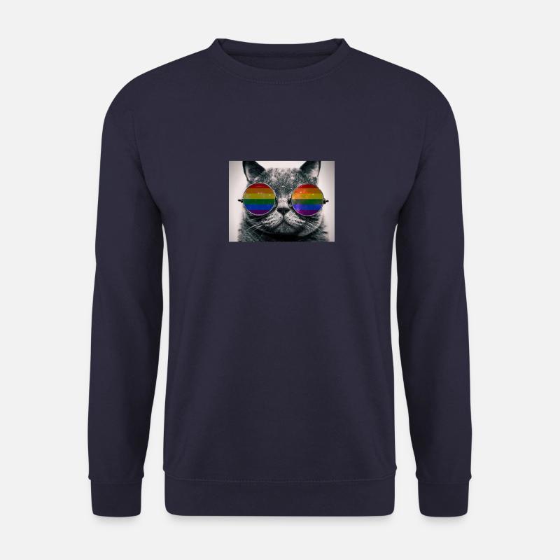 LGBT Flagge Schwul Lesbisch Homosexuell Katze - Unisex Pullover - Navy