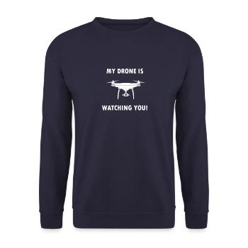 Drohne Beobachtet Dich Drohnen Quadcopter Geschenk - Unisex Pullover - Navy - Vorne - Alina (178cm) & Michal (187cm)