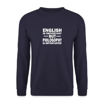Philosophy is important philosopher funny saying - Unisex Sweatshirt - navy - Front - Alina (178cm) & Michal (187cm)