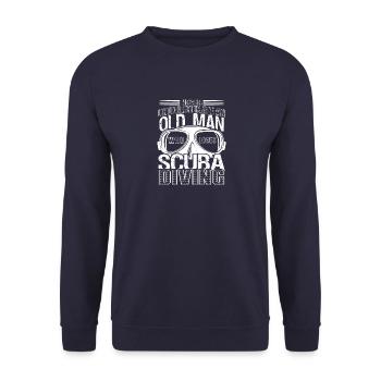 Old Man Loves Scuba Diving Fan Gift - Unisex Sweatshirt - navy - Front - Alina (178cm) & Michal (187cm)