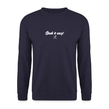 Steak it easy I grill party gift for hobby grill - Unisex Sweatshirt - navy - Front - Alina (178cm) & Michal (187cm)