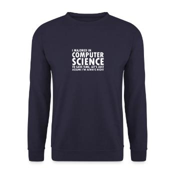 Informatik Abschluss Informatiker Programmierer - Unisex Pullover - Navy - Vorne - Alina (178cm) & Michal (187cm)