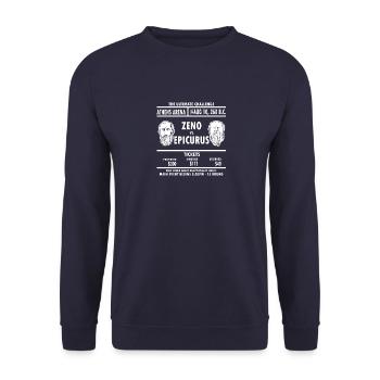 Zeno Vs. Epicurus philosophy philosophers boxing match - Unisex Sweatshirt - navy - Front - Alina (178cm) & Michal (187cm)