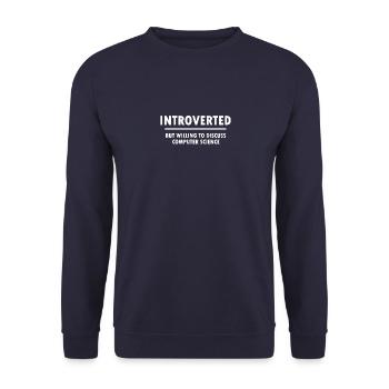 Introvertiert Informatiker Programmierer Geschenk - Unisex Pullover - Navy - Vorne - Alina (178cm) & Michal (187cm)