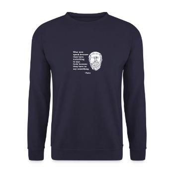 Plato Quote Philosophy Gift Antique Philosopher - Unisex Sweatshirt - navy - Front - Alina (178cm) & Michal (187cm)