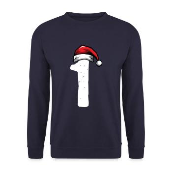1 Zahl Weihnachten - Unisex Pullover - Navy - Vorne - Alina (178cm) & Michal (187cm)
