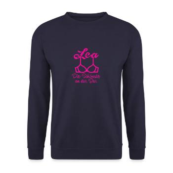 lea, die schönste an der bar, mallorca hit, lea,bh - Unisex Pullover - Navy - Vorne - Alina (178cm) & Michal (187cm)
