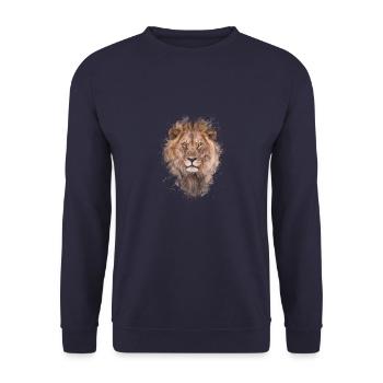 Löwenkopf painted Design - Unisex Pullover - Navy - Vorne - Alina (178cm) & Michal (187cm)