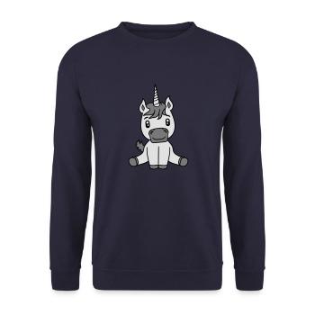einhorn unicorn süßes niedliches sitzendes comic c - Unisex Pullover - Navy - Vorne - Alina (178cm) & Michal (187cm)