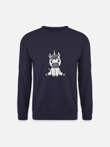 einhorn unicorn süßes niedliches sitzendes comic c - Unisex Pullover - Navy