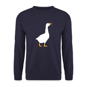 Laughing goose design - Unisex Sweatshirt - navy - Front - Alina (178cm) & Michal (187cm)