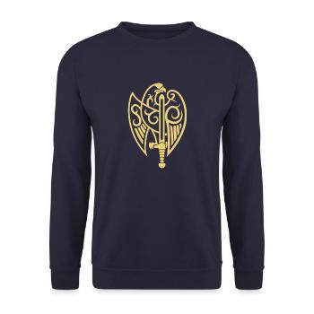 Adler und Schwert Russland Russisch Geschenk Land - Unisex Pullover - Navy - Vorne - Alina (178cm) & Michal (187cm)
