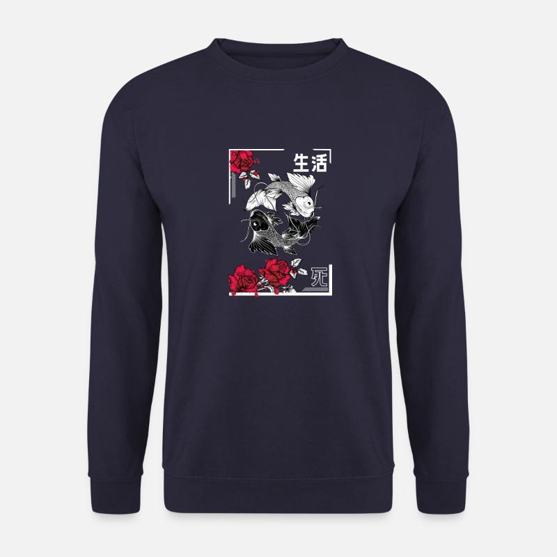 Yin und Yang Koi mit Rosen - Unisex Pullover - Navy