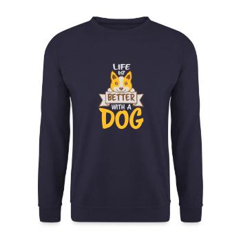 better with a dog - Unisex Sweatshirt - navy - Front - Alina (178cm) & Michal (187cm)