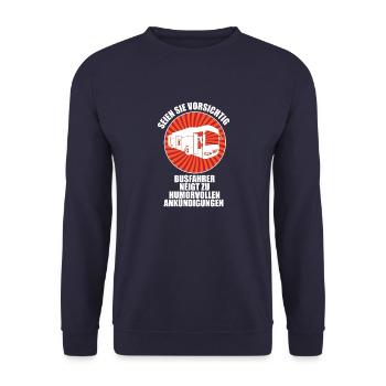 Caution Bus drivers tend to make humorous announce - Unisex Pullover - Navy - Vorne - Alina (178cm) & Michal (187cm)