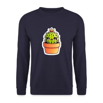 Cactus Cactus Kawaii Decal - Unisex Sweatshirt - navy - Front - Alina (178cm) & Michal (187cm)