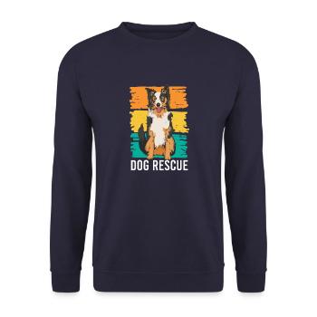 Hund Hunde Vintage Rettungshund Sprüche - Unisex Pullover - Navy - Vorne - Alina (178cm) & Michal (187cm)
