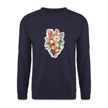 Blumen und Obst - Unisex Pullover - Navy - Vorne - Alina (178cm) & Michal (187cm)