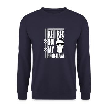 Nicht mein Prob Lama Ruhestand Prob-Llama im Ruhestand - Unisex Pullover - Navy - Vorne - Alina (178cm) & Michal (187cm)