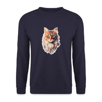 Maine Coon Cat Vue de face - Sweat-shirt Unisexe - marine - Devant - Alina (178cm) & Michal (187cm)