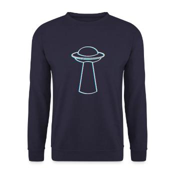 UFO Glitch – Rave & Techno Vibes - Unisex Sweatshirt - navy - Front - Alina (178cm) & Michal (187cm)