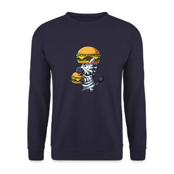 Whimsical Zebra Hamburger Fast Food Cheeseburger - Unisex Sweatshirt - navy - Front - Alina (178cm) & Michal (187cm)