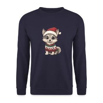 Bande dessinée de Noël loup - Sweat-shirt Unisexe - marine - Devant - Alina (178cm) & Michal (187cm)