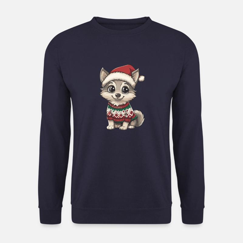 Wolf Weihnachten Comic - Unisex Pullover - Navy