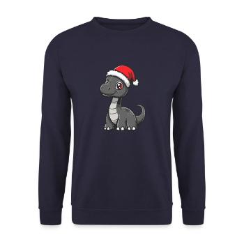 Dinosaur Brontosaurus Christmas Cute - Unisex Sweatshirt - navy - Front - Alina (178cm) & Michal (187cm)