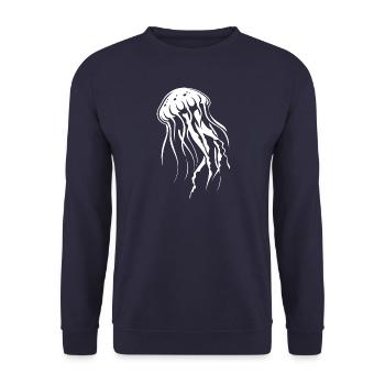 Jellyfish with tentacles, sea creatures - Unisex Sweatshirt - navy - Front - Alina (178cm) & Michal (187cm)