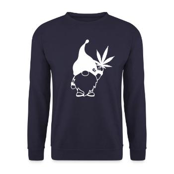 Süßer Hanf Gnom/Zwerg mit Cannabisblatt - Unisex Pullover - Navy - Vorne - Alina (178cm) & Michal (187cm)