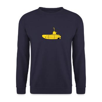 2 colours - Gelbes U-Boot - Yellow Submarine - Unisex Sweatshirt - navy - Front - Alina (178cm) & Michal (187cm)