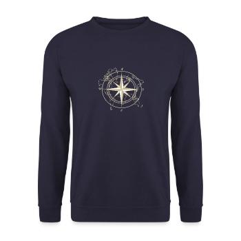 Compass World Travel Cardinal Points Gift - Unisex Sweatshirt - navy - Front - Alina (178cm) & Michal (187cm)