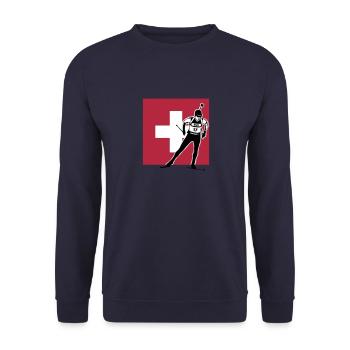 Biathlon - Langlauf -Schweiz - swiss - Unisex Pullover - Navy - Vorne - Alina (178cm) & Michal (187cm)