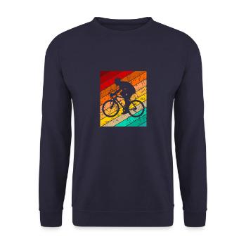 Fahrrad Fahrradmotiv Fahrradfahrer Fahrradfahren - Unisex Pullover - Navy - Vorne - Alina (178cm) & Michal (187cm)