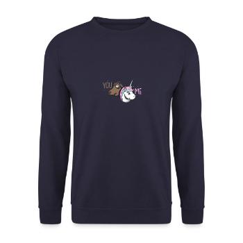 Süßes Einhorn Pferde Glitzer Mädchen Baby Geschenk - Unisex Pullover - Navy - Vorne - Alina (178cm) & Michal (187cm)