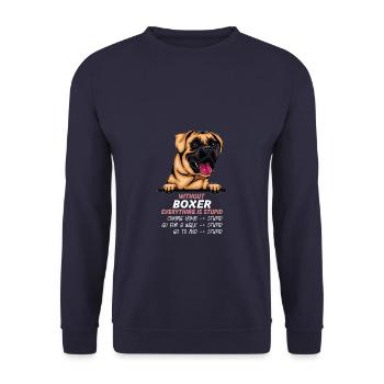Ohne Boxer ist alles doof - Unisex Pullover - Navy - Vorne - Alina (178cm) & Michal (187cm)