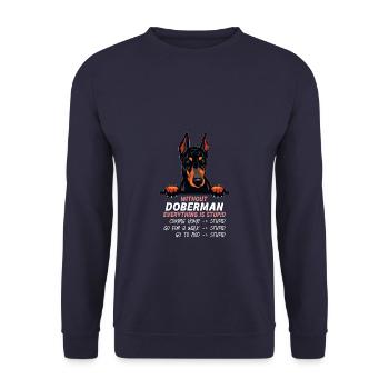 Ohne Doberman ist alles doof - Unisex Pullover - Navy - Vorne - Alina (178cm) & Michal (187cm)