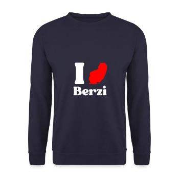 I love Berzi - Ich liebe den Berzdorfer See - Unisex Pullover - Navy - Vorne - Alina (178cm) & Michal (187cm)