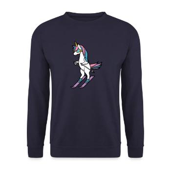 Apres Ski Party Crew Licorne amusant cabane de ski - Sweat-shirt Unisexe - marine - Devant - Alina (178cm) & Michal (187cm)