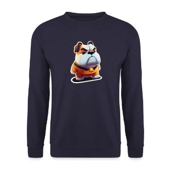 Surfin Cartoon Bulldog - Unisex Sweatshirt - navy - Front - Alina (178cm) & Michal (187cm)