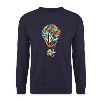 Lebendiger Ausruf: Geometrisches Spektrum-Design - Unisex Pullover - Navy - Vorne - Alina (178cm) & Michal (187cm)