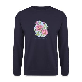 Gartenpetunie (gewöhnlich) botanische Zeichnung - Unisex Pullover - Navy - Vorne - Alina (178cm) & Michal (187cm)