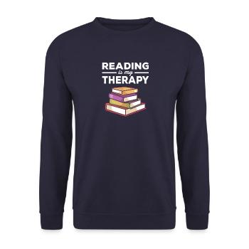 Buch Lesen Entspannen Therapie Buchliebhaber - Unisex Pullover - Navy - Vorne - Alina (178cm) & Michal (187cm)
