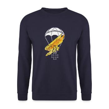 Goldener Adler - Fallschirmjäger Abzeichen - Unisex Pullover - Navy - Vorne - Alina (178cm) & Michal (187cm)