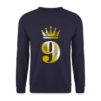 9 Number Crown Gold - Unisex Sweatshirt - navy - Front - Alina (178cm) & Michal (187cm)