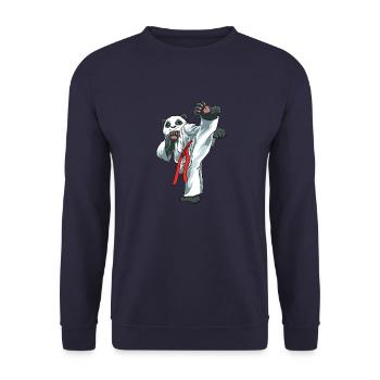 Niedlicher Karate-Panda - Karate Japanische - Unisex Pullover - Navy - Vorne - Alina (178cm) & Michal (187cm)